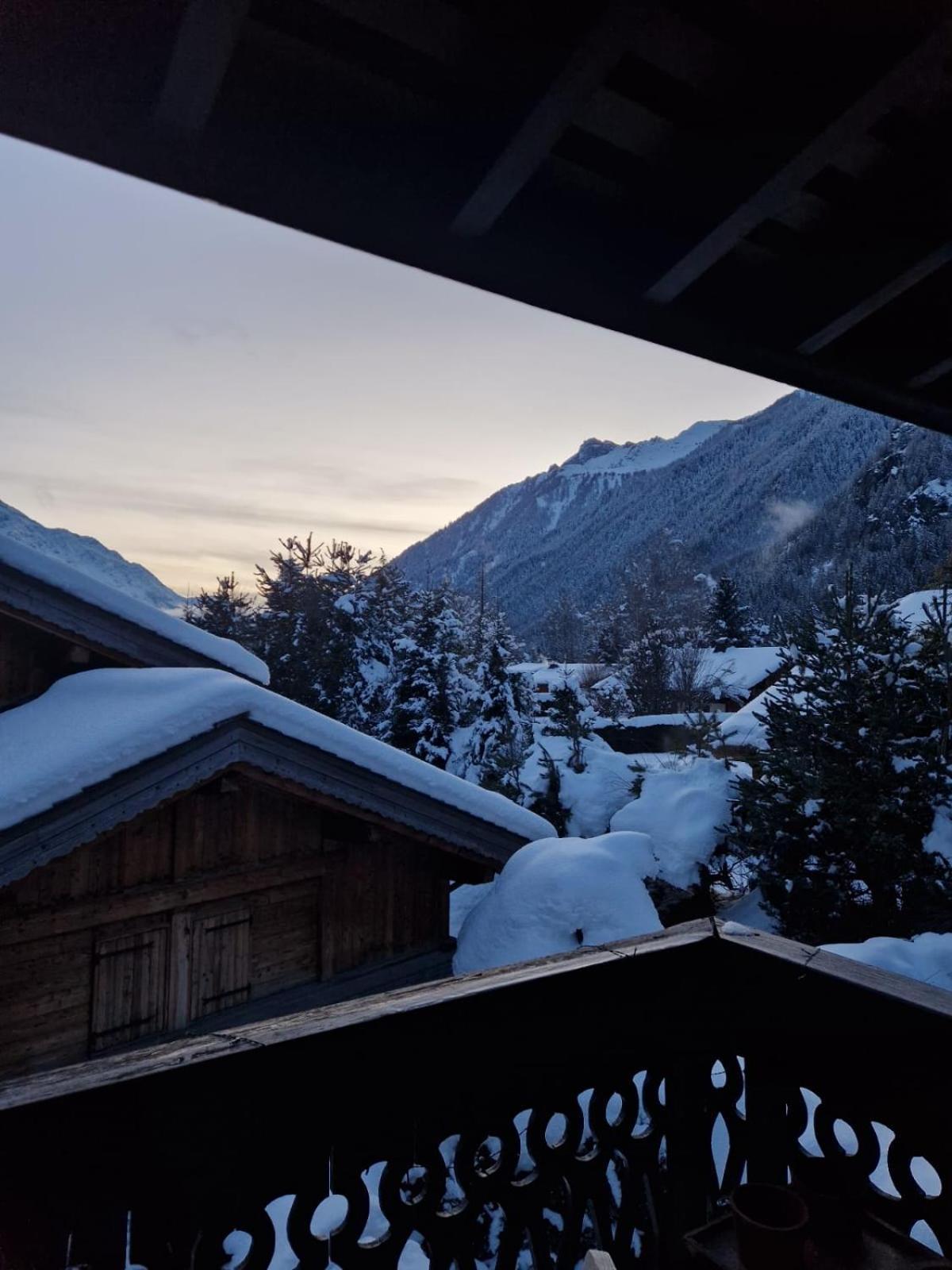 Appartement ensoleillé aux Tines, vue Massif Chamonix Mont Blanc Exterior foto